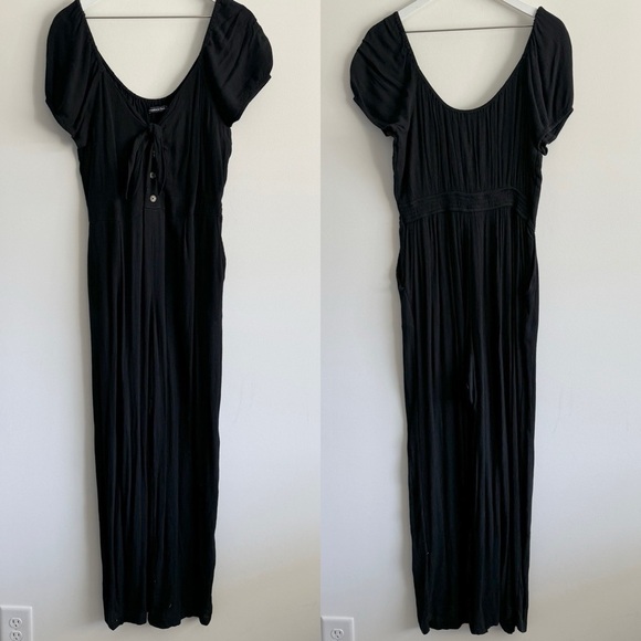 Abercrombie & Fitch black short sleeve long pant jumpsuit size large petite - Picture 1 of 9